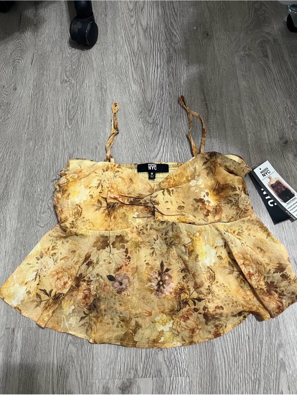 Yellow floral babydoll top